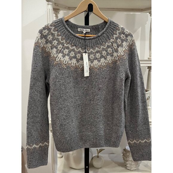 Alex Mill Jaime Fairisle Pullover Wool Sweater Heather Grey Size Medium - Picture 3 of 4